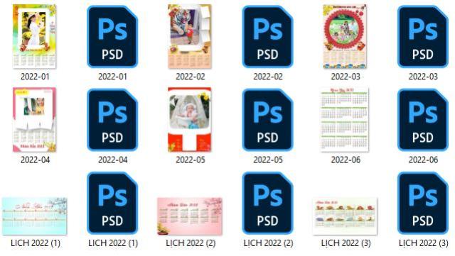 9 mẫu lịch 2022 file PSD