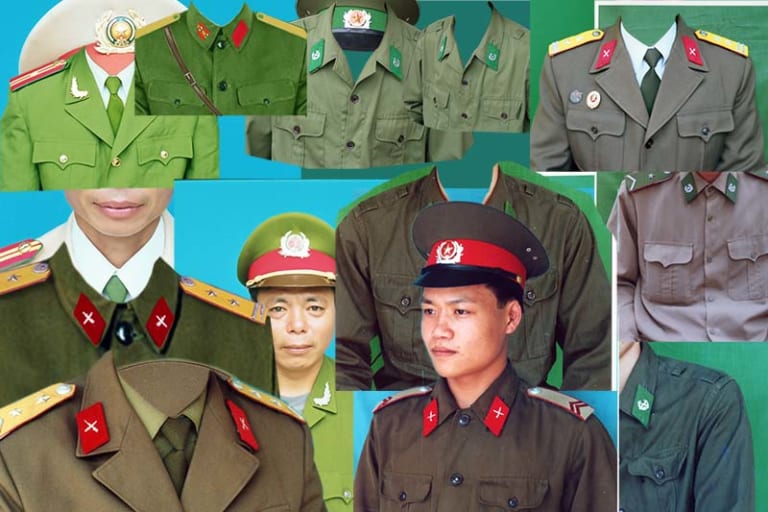 Trang phục Công An Quân Đội ghép ảnh PSD